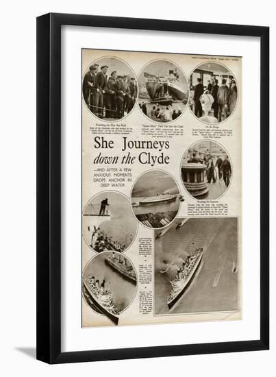 Queen Mary' Ocean Liner, Journey Down the Clyde-null-Framed Art Print