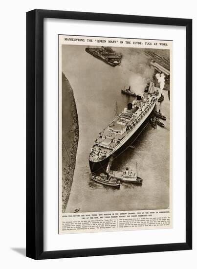 Queen Mary' Ocean Liner, Manoeuvring Down the Clyde-null-Framed Art Print