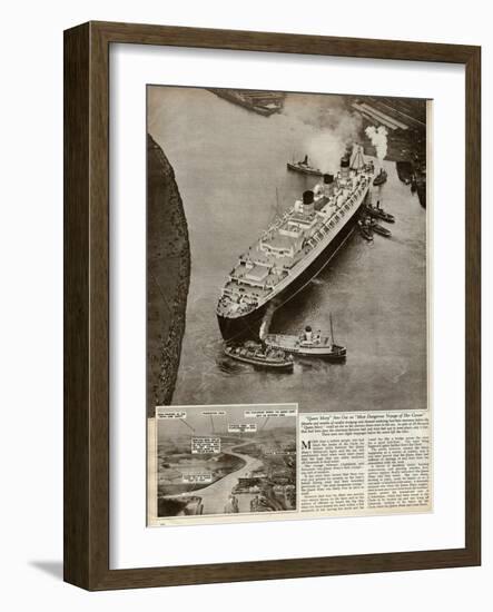 Queen Mary' Ocean Liner to Greenock, Inverclyde-null-Framed Art Print