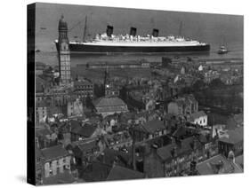 Queen Mary Ship Sailing Past Greenock in 1936-null-Stretched Canvas