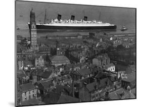 Queen Mary Ship Sailing Past Greenock in 1936-null-Mounted Premium Photographic Print
