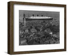 Queen Mary Ship Sailing Past Greenock in 1936-null-Framed Photographic Print