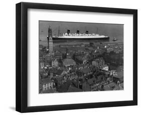 Queen Mary Ship Sailing Past Greenock in 1936-null-Framed Photographic Print