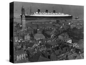 Queen Mary Ship Sailing Past Greenock in 1936-null-Stretched Canvas