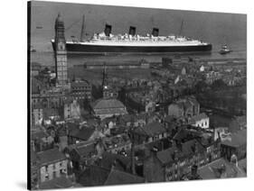 Queen Mary Ship Sailing Past Greenock in 1936-null-Stretched Canvas