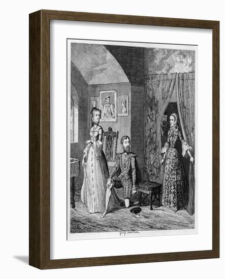 Queen Mary Surprising Courtenay and the Princess Elizabeth, 1553-1555-George Cruikshank-Framed Giclee Print