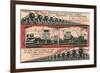 Queen Mary vs. Locomotives-null-Framed Premium Giclee Print