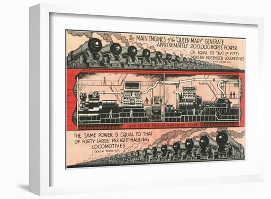 Queen Mary vs. Locomotives-null-Framed Art Print