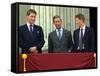 Queen Mother 100th Birthday Celebrations on Buckingham Palace Balcony looking out at crowd, August -null-Framed Stretched Canvas