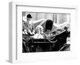 Queen Mother and Prince Charles, Prince Edward and Prince Andrew in Carriage at Silver Jubilee 1977-null-Framed Photographic Print