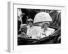 Queen Mother Riding Down the Course with the Queen in an Open Top Carriage in the Ascot Procession-null-Framed Photographic Print