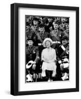 Queen Mother Sitting with Soldiers of the 1st Battalion 51st Highland Volunteers-null-Framed Photographic Print