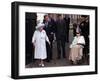 Queen Mother waves on her 101 birthday watched by Princess Margaret in wheelchair and Prince Charle-null-Framed Photographic Print