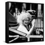 Queen Mother with Prince Charles Waving as They Ride in the Royal Carriage c.1985-null-Framed Stretched Canvas