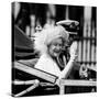 Queen Mother with Prince Charles Waving as They Ride in the Royal Carriage c.1985-null-Stretched Canvas