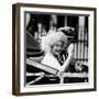 Queen Mother with Prince Charles Waving as They Ride in the Royal Carriage c.1985-null-Framed Photographic Print