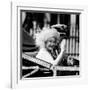 Queen Mother with Prince Charles Waving as They Ride in the Royal Carriage c.1985-null-Framed Photographic Print