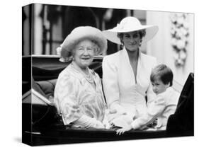 Queen Mother with Princess Diana and Prince William in an open carriage-null-Stretched Canvas