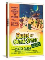 QUEEN OF OUTER SPACE, foreground: Zsa Zsa Gabor on poster art, 1958-null-Stretched Canvas