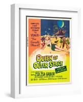 QUEEN OF OUTER SPACE, foreground: Zsa Zsa Gabor on poster art, 1958-null-Framed Art Print