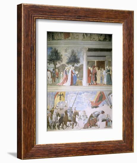 Queen of Sheba Worshipping the Wood of the True Cross, Reception of Sheba by King Solomon-Piero della Francesca-Framed Giclee Print