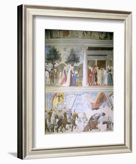 Queen of Sheba Worshipping the Wood of the True Cross, Reception of Sheba by King Solomon-Piero della Francesca-Framed Giclee Print