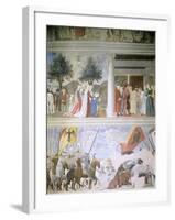 Queen of Sheba Worshipping the Wood of the True Cross, Reception of Sheba by King Solomon-Piero della Francesca-Framed Giclee Print