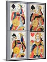 Queen of Spades and Queen of Hearts Playing Cards, 17th - 18th Century (Coloured Wood Engraving)-French-Mounted Premium Giclee Print