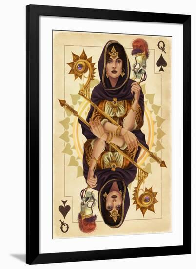 Queen of Spades - Playing Card-Lantern Press-Framed Art Print