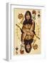 Queen of Spades - Playing Card-Lantern Press-Framed Art Print