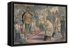 Queen Philippa Interceding with Edward III for the Six Burgesses of Calais, 1850-John Leech-Framed Stretched Canvas