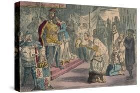 Queen Philippa Interceding with Edward III for the Six Burgesses of Calais, 1850-John Leech-Stretched Canvas