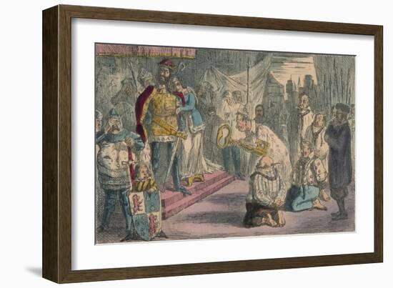 Queen Philippa Interceding with Edward III for the Six Burgesses of Calais, 1850-John Leech-Framed Giclee Print