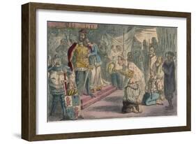 Queen Philippa Interceding with Edward III for the Six Burgesses of Calais, 1850-John Leech-Framed Giclee Print