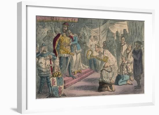 Queen Philippa Interceding with Edward III for the Six Burgesses of Calais, 1850-John Leech-Framed Giclee Print