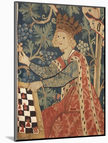 Queen Playing Chess, Detail of 15th Century German Tapestry-null-Mounted Giclee Print