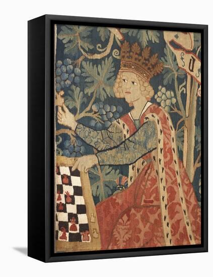 Queen Playing Chess, Detail of 15th Century German Tapestry-null-Framed Stretched Canvas