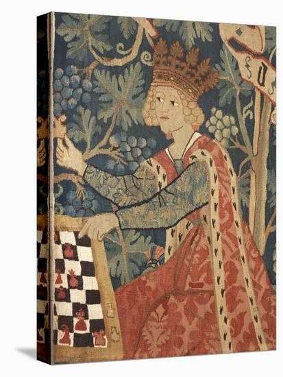 Queen Playing Chess, Detail of 15th Century German Tapestry-null-Stretched Canvas