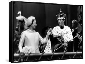 Queen Presenting the Prince of Wales to His People After His Investiture in Caenarvon Castle-null-Framed Stretched Canvas