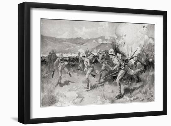 Queen's Royal West Surrey Regiment Leading the Central Attack During the Battle of Colenso-Louis Creswicke-Framed Giclee Print