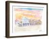 Queen St Front St Scene in Hamilton Bermuda at Sunset-M. Bleichner-Framed Art Print