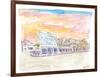 Queen St Front St Scene in Hamilton Bermuda at Sunset-M. Bleichner-Framed Art Print