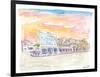 Queen St Front St Scene in Hamilton Bermuda at Sunset-M. Bleichner-Framed Art Print