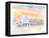 Queen St Front St Scene in Hamilton Bermuda at Sunset-M. Bleichner-Framed Stretched Canvas