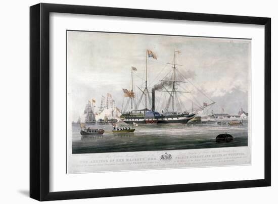 Queen Victoria and Prince Albert Arriving at the Royal Dockyard, Woolwich, Kent, 1843-E Duncan-Framed Giclee Print