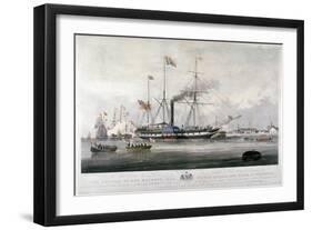 Queen Victoria and Prince Albert Arriving at the Royal Dockyard, Woolwich, Kent, 1843-E Duncan-Framed Giclee Print
