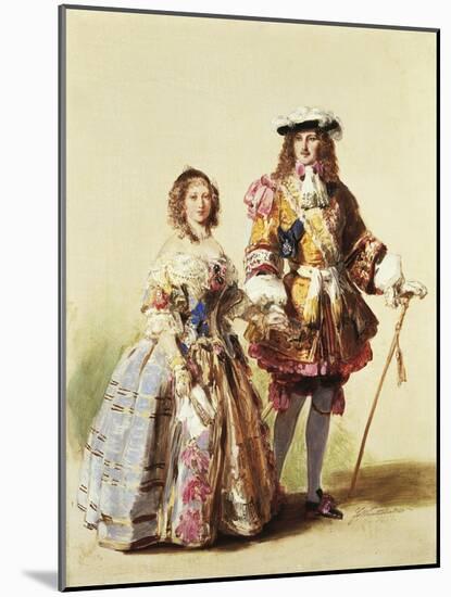 Queen Victoria and Prince Albert Wearing Clothes of the Restoration for their Ball in 1851-null-Mounted Giclee Print