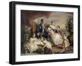 Queen Victoria and Prince Albert with Five of the Their Children, 1846-Franz Xaver Winterhalter-Framed Giclee Print