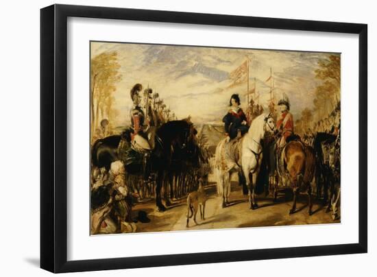 Queen Victoria and the Duke of Wellington Reviewing the Life Guards, 1839-Edwin Henry Landseer-Framed Giclee Print