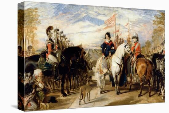 Queen Victoria and the Duke of Wellington reviewing the Life Guards, 1839-Edwin Landseer-Stretched Canvas